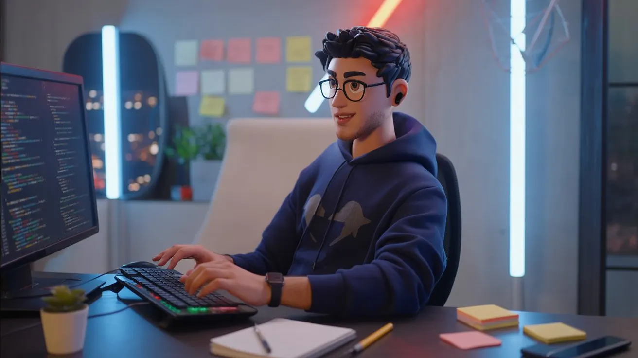 Programmer coding at desk
